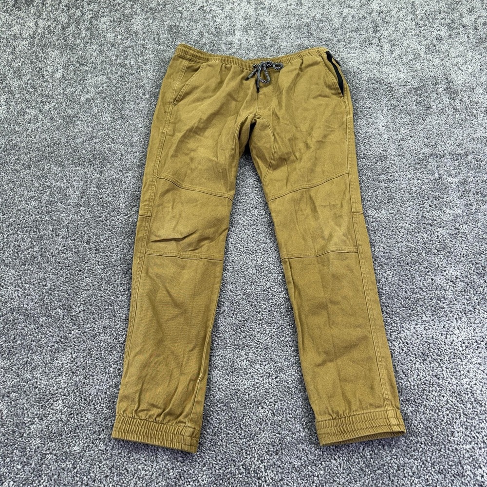 Rue21 Jogger Pants Mens Medium Brown Canvas Elastic Waist Cuffed Stretch Casual